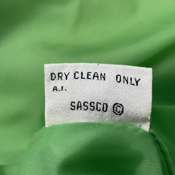 Vintage Sassoon Womens 10 Bright Green Peplum Blazer Gold Buttons Retro Career - Picture 9 of 9